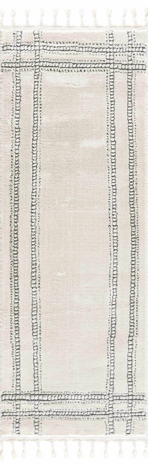 Jiyae Gray Bordered Machine Woven Polypropylene Area Rug