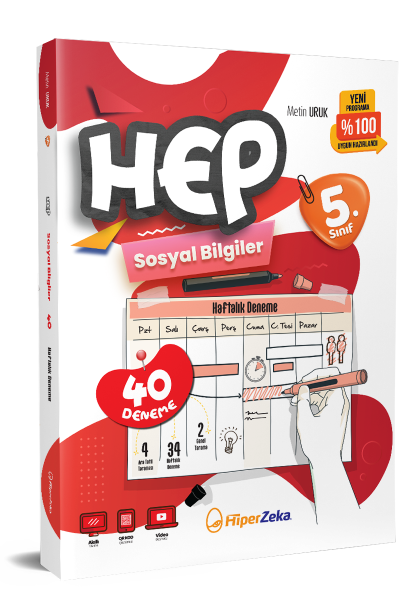 Hiper Zeka 5. Sınıf HEP Sosyal Bilgiler Haftalık Deneme Föyleri 160 Sayfa