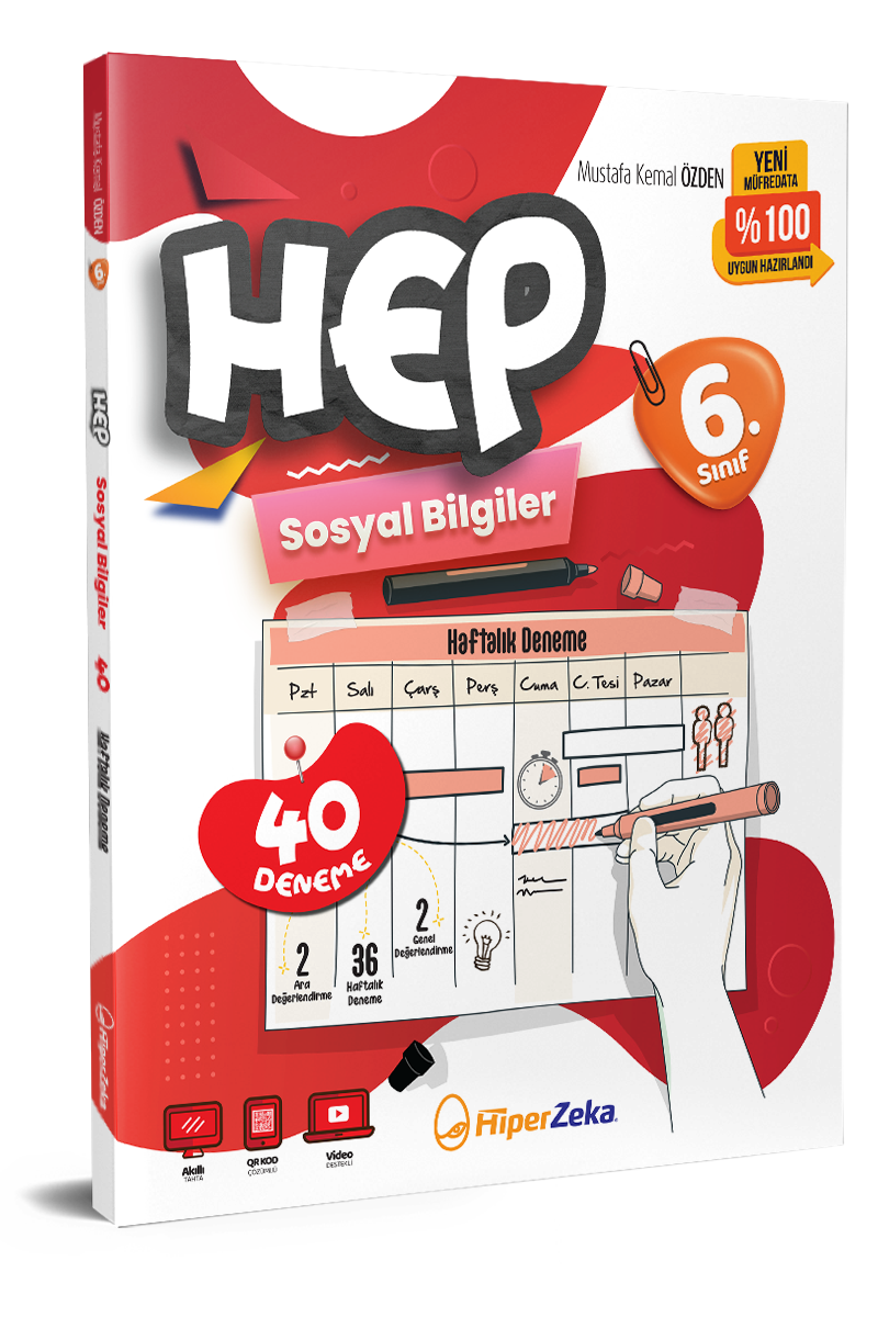 Hiper Zeka 6. Sınıf HEP Sosyal Bilgiler Haftalık Deneme Föyleri 160 Sayfa