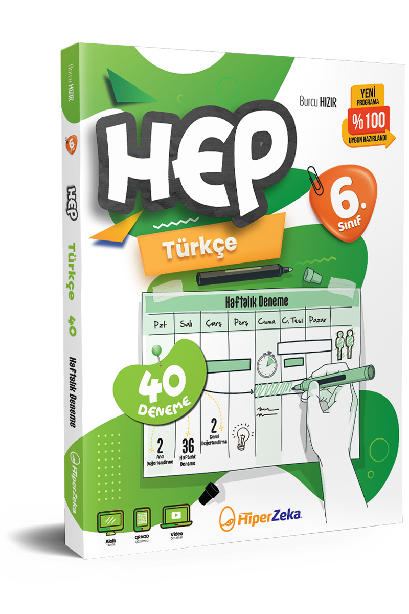 Hiper Zeka 6. Sınıf HEP Türkçe Haftalık Deneme Föyleri 320 Sayfa