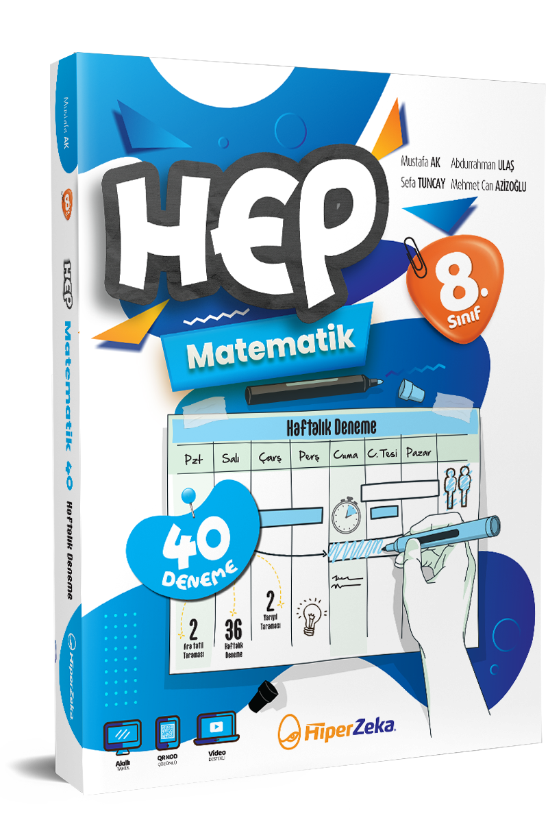 Hiper Zeka 8. Sınıf HEP Matematik Haftalık Deneme Föyleri 320 Sayfa