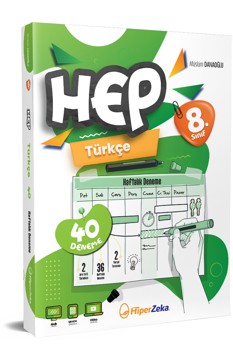 Hiper Zeka 8. Sınıf HEP Türkçe Haftalık Deneme Föyleri 320 Sayfa