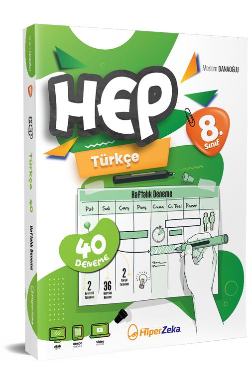 Hiper Zeka 8. Sınıf HEP Türkçe Haftalık Deneme Föyleri 320 Sayfa