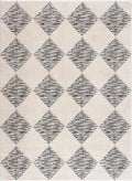 Hfeue Ivory Diamond Machine Woven Polyester Area Rug