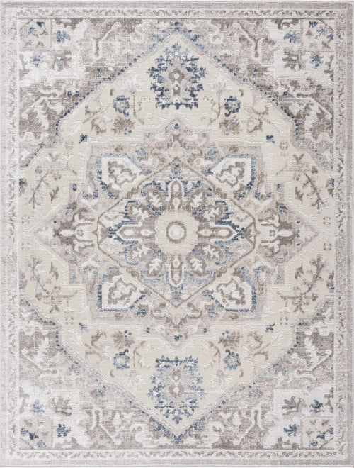Tukaa Gray Medallion Machine Woven Polypropylene Area Rug