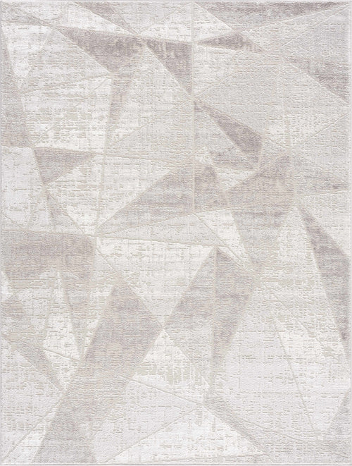 Jifea Gray Geometric Machine Woven Polypropylene Area Rug