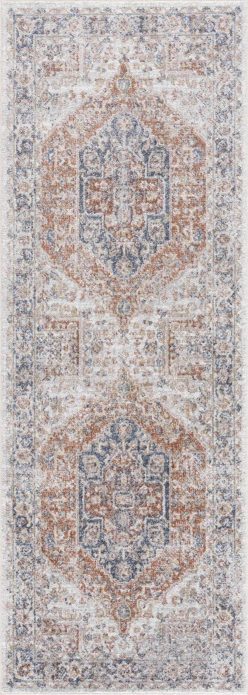 Yoyea Orange Vintage Medallion Washable Machine Woven Polyester Area Rug