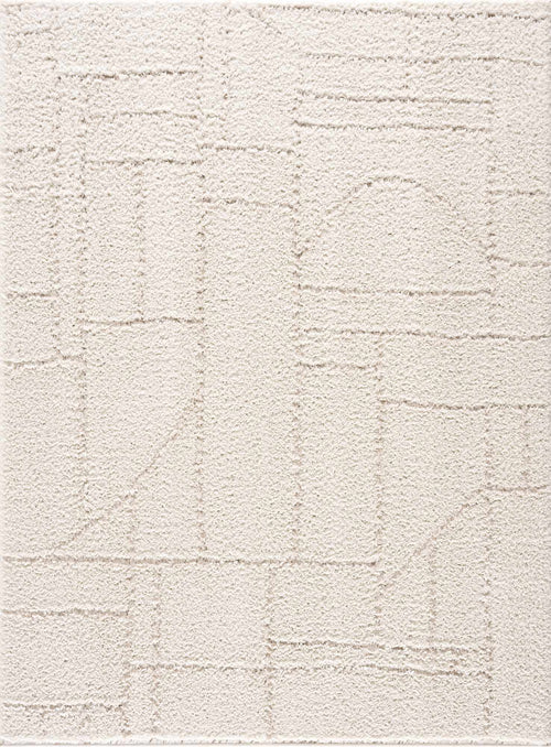 Bada Beige Solid Machine Woven Area Rug with Durable Polyurethane Backing