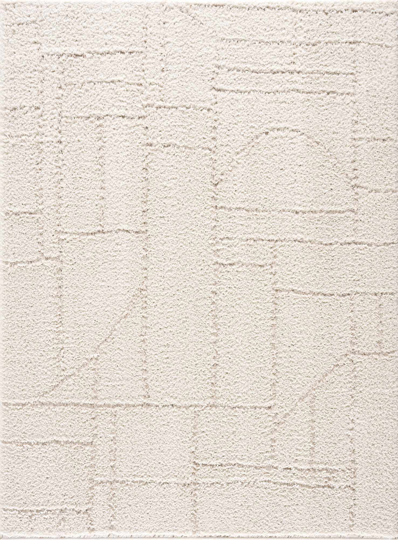 Bada Beige Solid Machine Woven Area Rug with Durable Polyurethane Backing