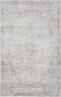Lusoo Beige Vintage Medallion Washable Polyester Area Rug