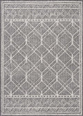Zowi Black Geometric Outdoor Machine Woven Polypropylene Area Rug