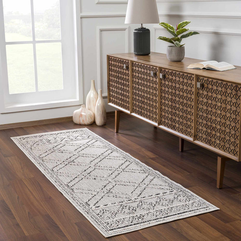 Rifie Beige Geometric Outdoor Machine Woven Polypropylene Area Rug