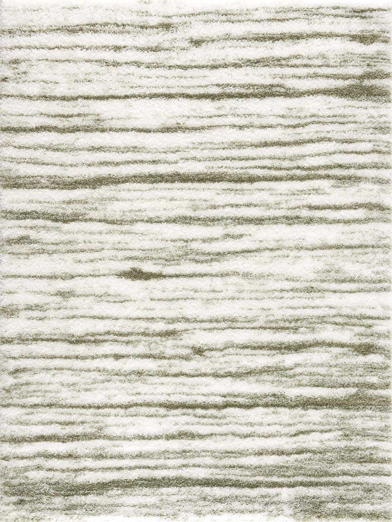 Vecaa Green Stripe Machine Woven Area Rug with Durable Polyurethane Backing