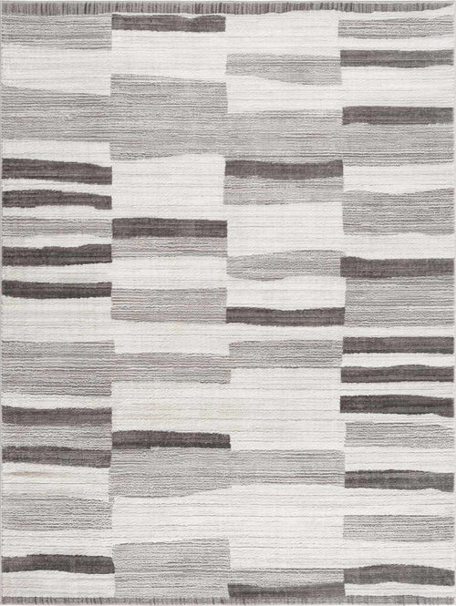 Bfahse Gray Broken Striped Machine Woven Polyester Area Rug