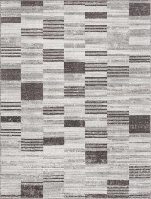 Vehea Gray Broken Striped Machine Woven Polyester Area Rug