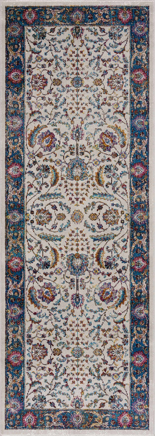 Woyala Beige Floral Machine Woven Polypropylene Area Rug