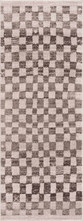 Xipea Brown Checkered Machine Woven Polypropylene Area Rug