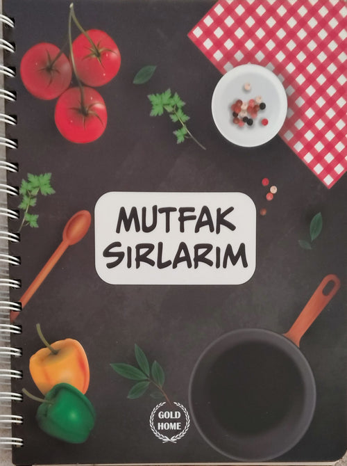 Mutfak Sırlarım Spiralli Tarif ve Not Defteri - Gold Home - MES AKADEMİ Dijital Oyun Seti Hediye