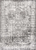Suleo Gray Vintage Medallion Machine Woven Polypropylene Area Rug