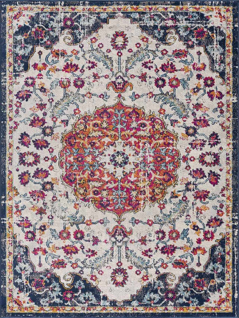 Goyula Ivory Medallion Polypropylene Area Rug
