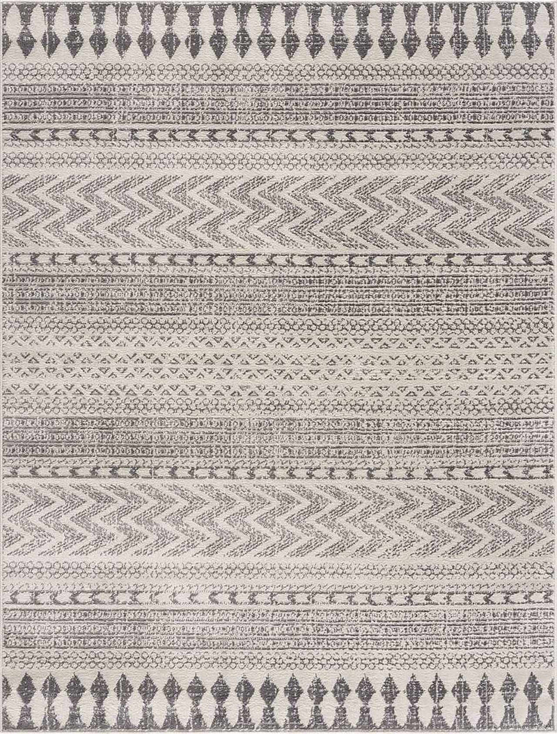 Dipui Gray Tribal Polypropylene Area Rug