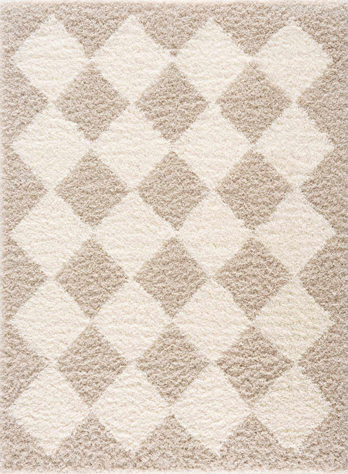 Cukala Beige Diamond Machine Woven Polypropylene Area Rug
