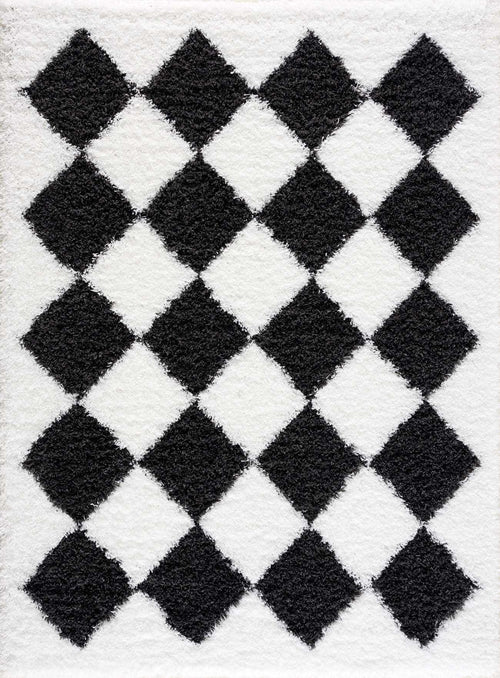 Gikeli Black Diamond Machine Woven Polypropylene Area Rug