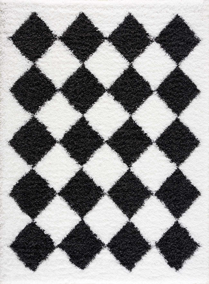 Gikeli Black Diamond Machine Woven Polypropylene Area Rug