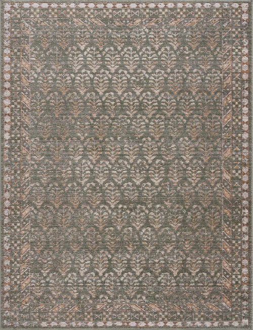 Green Trellis Machine Woven Polyester Area Rug