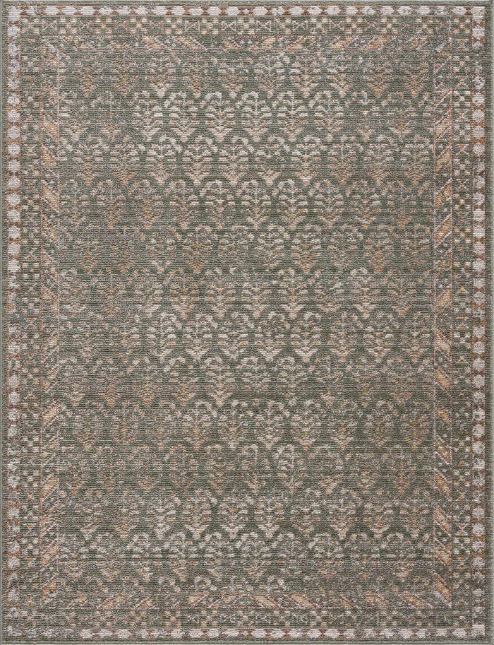 Green Trellis Machine Woven Polyester Area Rug