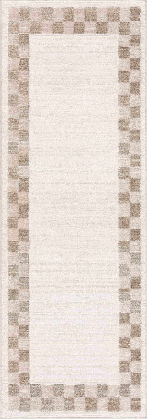 Diyule Beige Bordered Washable Machine Woven Polyester Area Rug