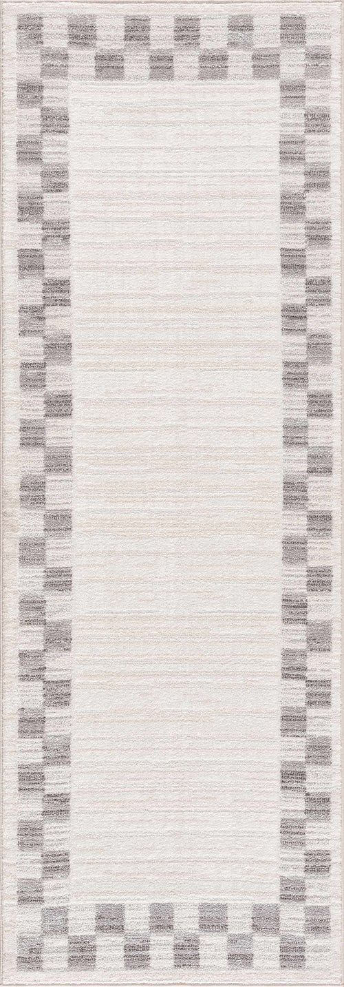 Xitii Beige Bordered Washable Machine Woven Polyester Area Rug