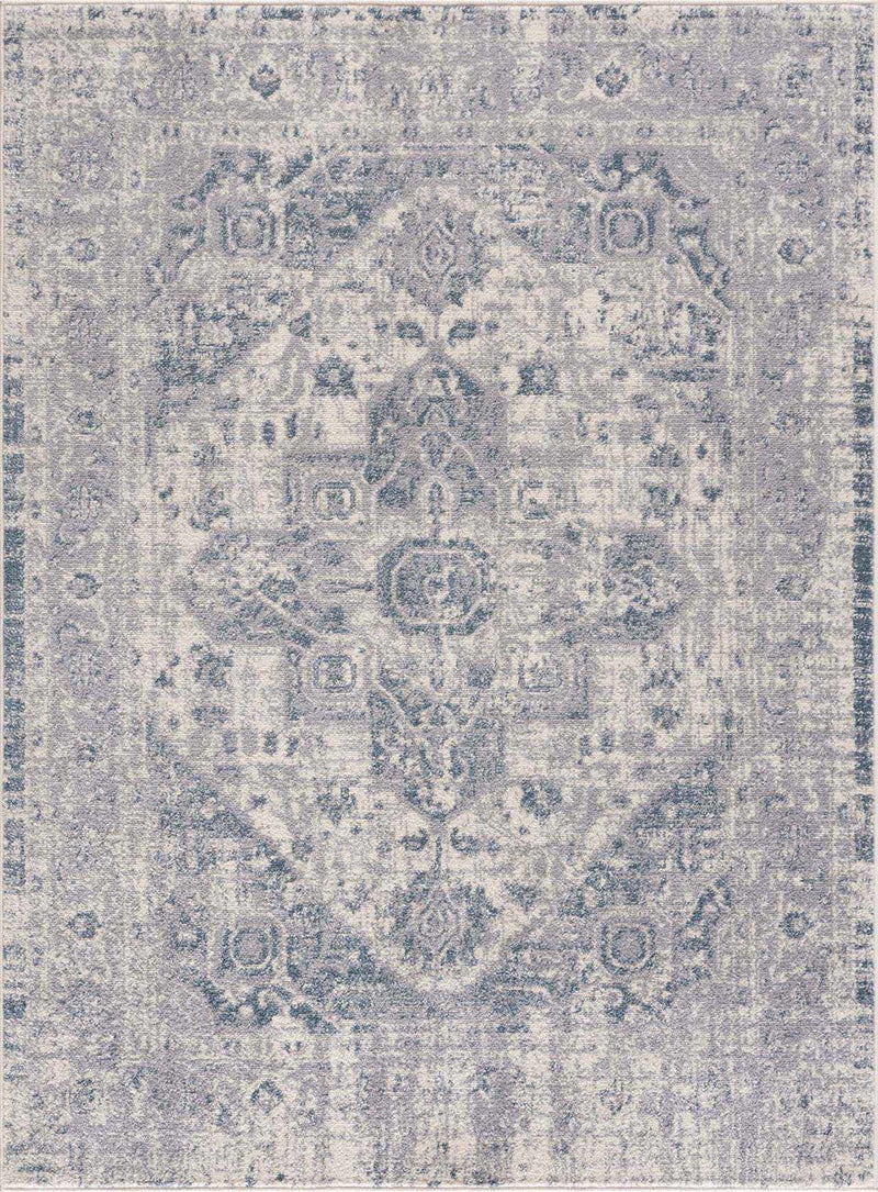 Maga Blue Medallion Machine Woven Polypropylene Area Rug