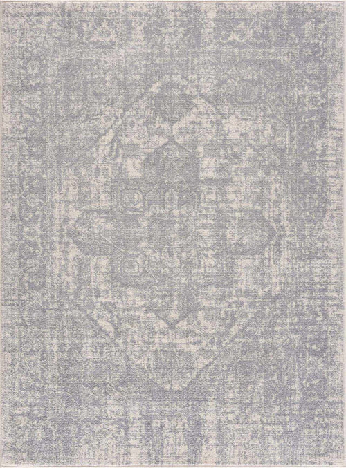 Cilu Gray Medallion Machine Woven Polypropylene Area Rug
