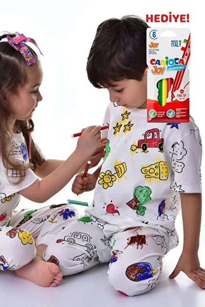 Carioca Boyanabilir Pijama 5-6 Yaş Kalem Hediyeli