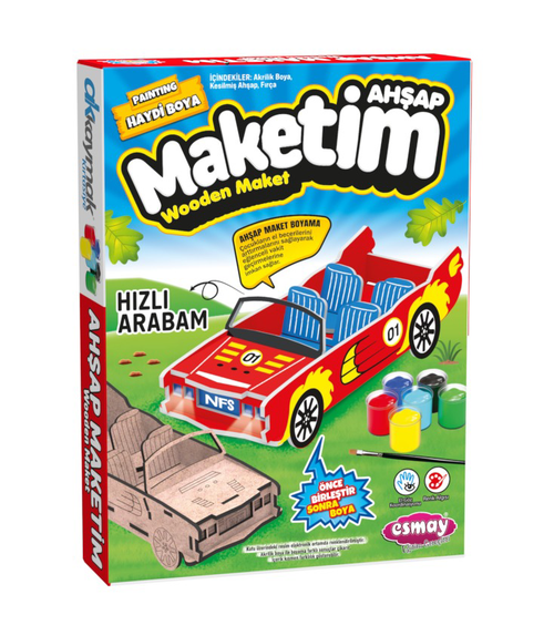 Esmay Ahşap Maket Boyama Hızlı Arabam 3068