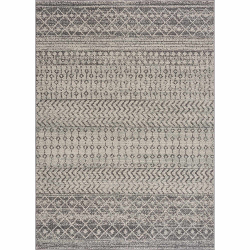 Cecou Gray Tribal Machine Woven Polypropylene Area Rug