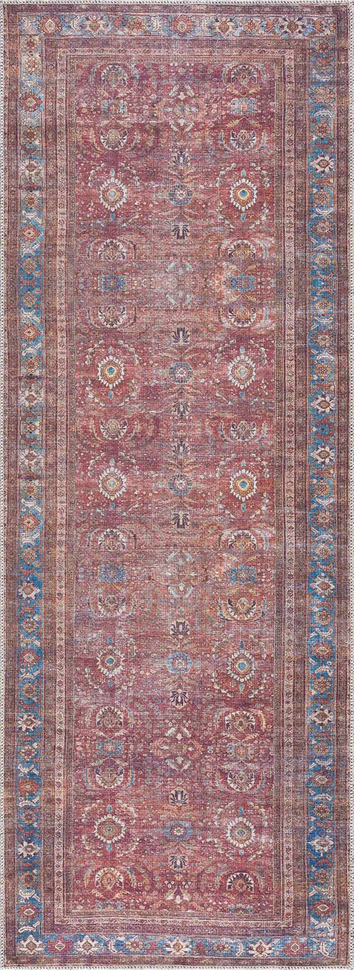 Newiu Red Oriental Washable Polyester Area Rug