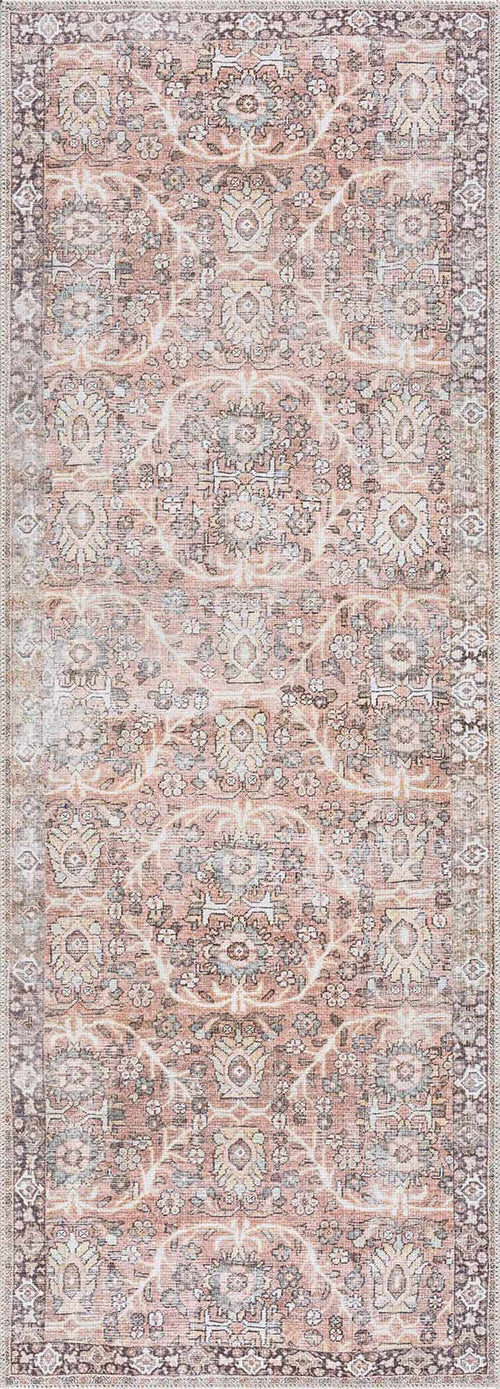 Bolie Brown Oriental Washable Polyester Area Rug