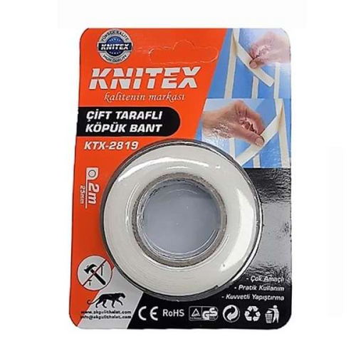 Knitex Çift Taraflı Köpük Bant 25Mmx2M Ktx-2819
