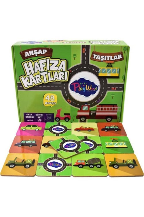 Pw Ahşap Tutmalı Hafıza Kartları Taşıtlar ONY-08