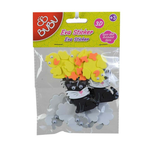 Bubu Eva Sticker 3D Oynar Gözlü Hayvanlar