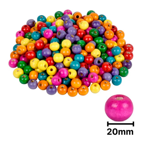 Ahşap Boncuk Renkli 1Kg 20Mm Yuvarlak