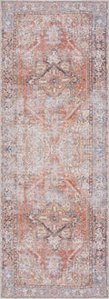 Vubaa Red Medallion Washable Polyester Area Rug