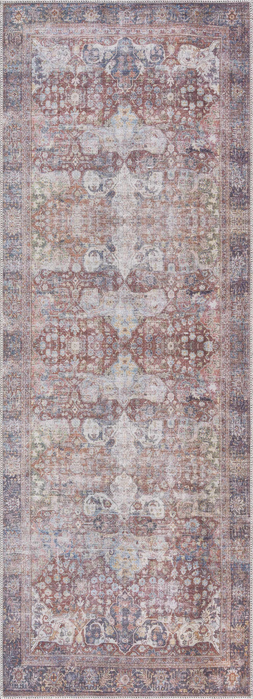 Rague Red Medallion Washable Polyester Area Rug