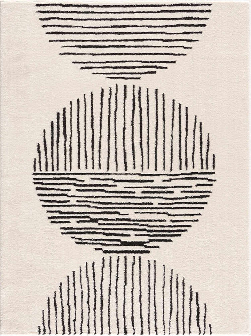 Reji Black Geometric Machine Woven Polyester Area Rug