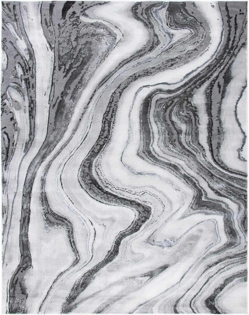 Gray Abstract Machine Woven Polyester Area Rug