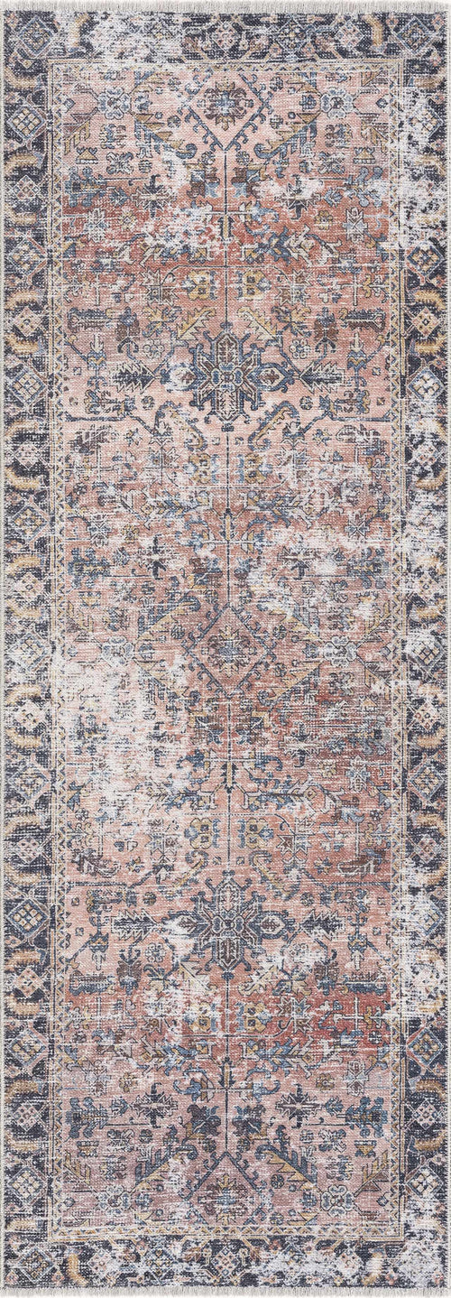 Bovui Brown Bordered Washable Polyester Area Rug