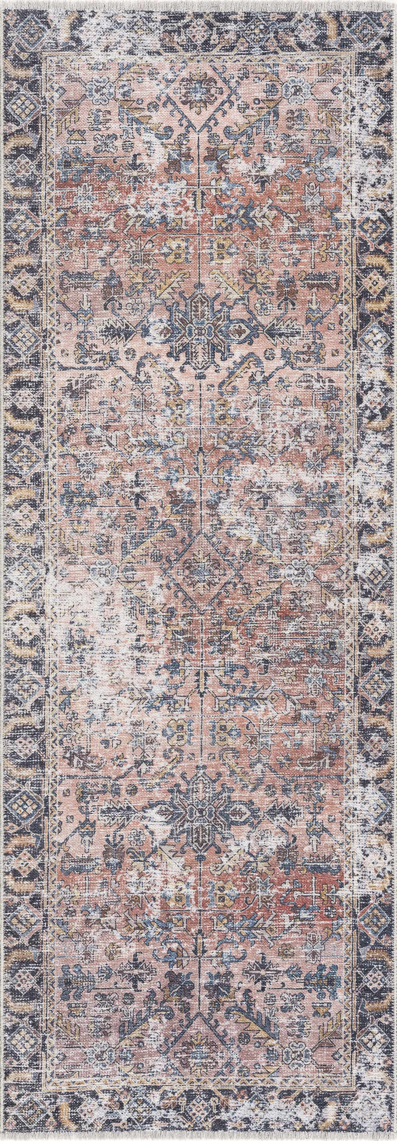 Bovui Brown Bordered Washable Polyester Area Rug