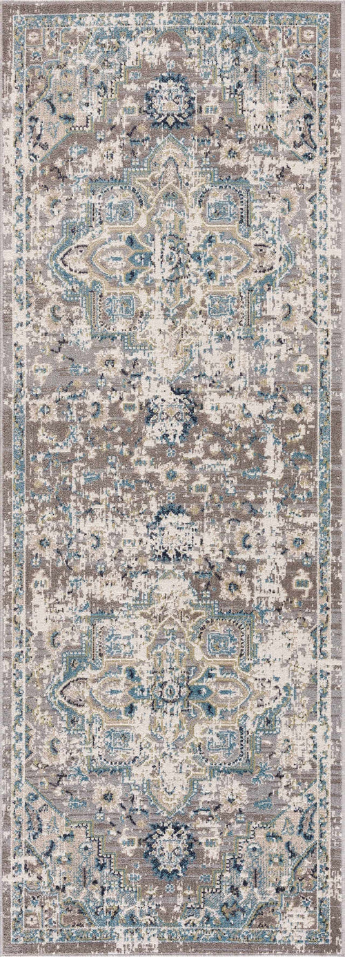 Wuwoa Gray Bordered Washable Machine Woven Area Rug with Durable Polyurethane Ba